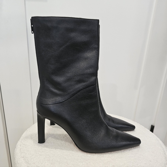 H&M Shoes - H&M Premium Quality Leather Black Heeled Boots. Brand New. Bought as shown.